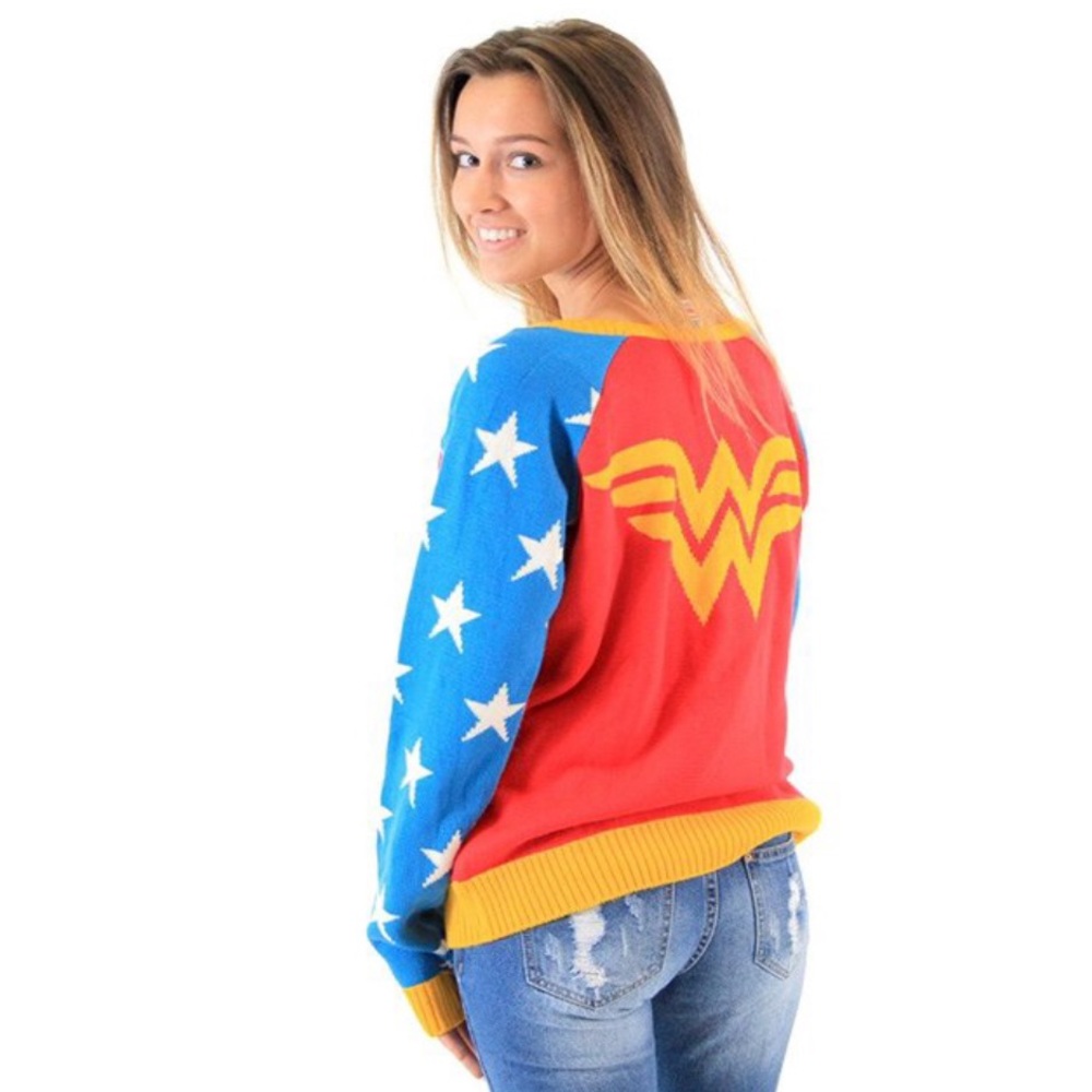 Junk Food Wonder Woman Knit Sweater Size S